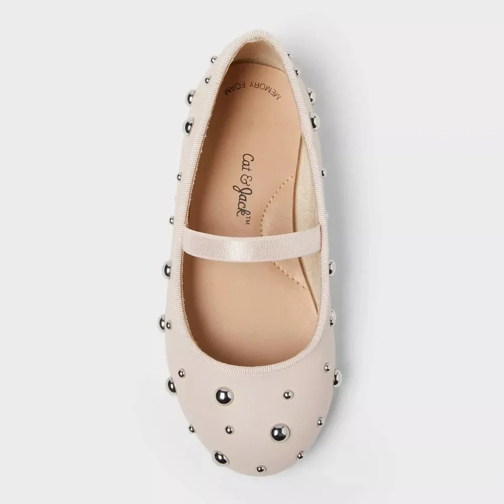 Cat & Jack Heather Stud Ballet Flats‎ Blush Toddler Size 5 New With Tags